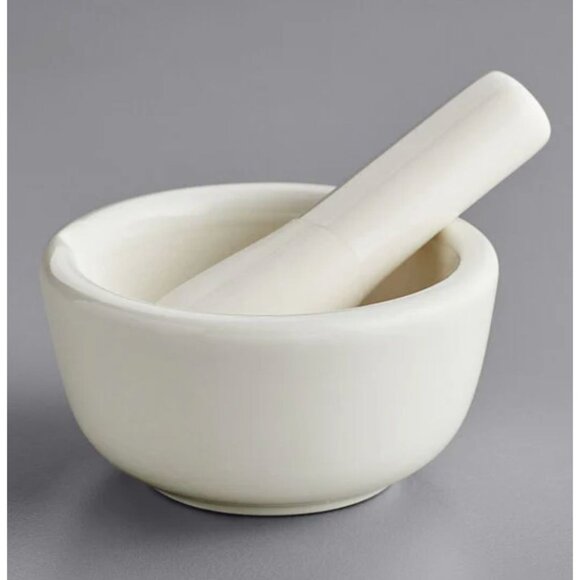 White Porcelain Mortar and Pestle Set Small Mini White Grind Mix Cocktail - Picture 2 of 8